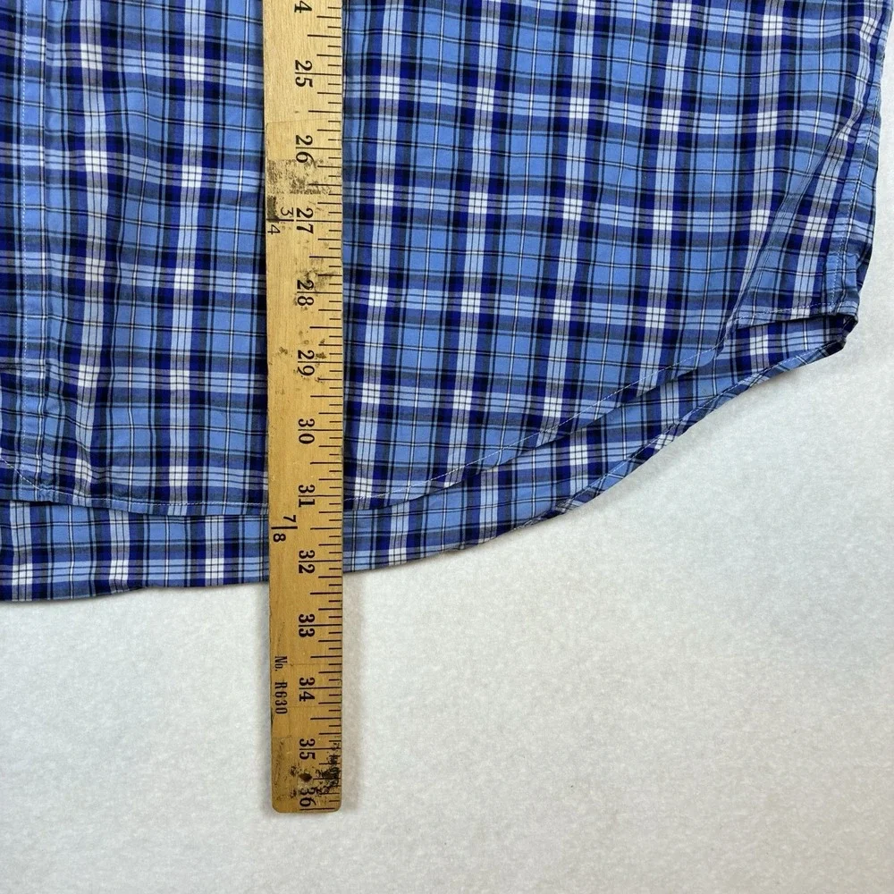Polo Ralph Lauren Blake Short Sleeve Plaid Button Down Shirt Men's L Blue pony